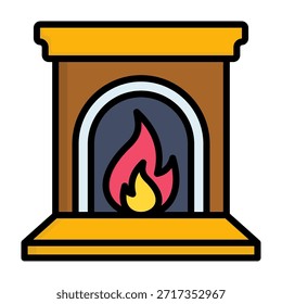 Ilustración vectorial de color de línea de icono de chimenea
