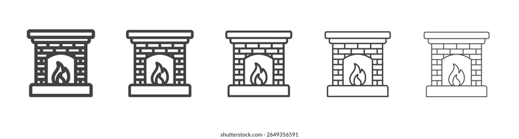 Fireplace icon Line graphics illustration symbol