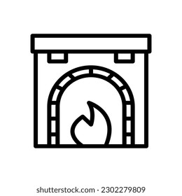 fireplace icon line style vector