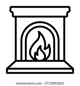 Ilustración vectorial de línea de icono de chimenea