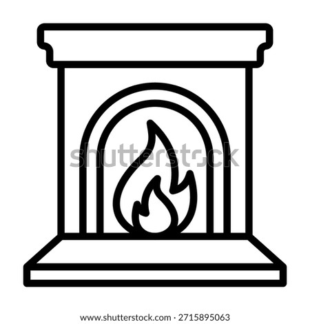 Fireplace Icon Line Vector Illustration