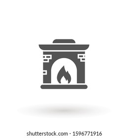 Fireplace icon, logo on white background