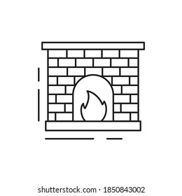 Fireplace icon on white background. New Year illustration. Vector illustration.