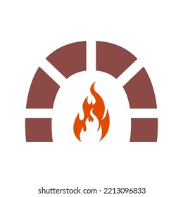Fireplace icon on white background, vector illustration