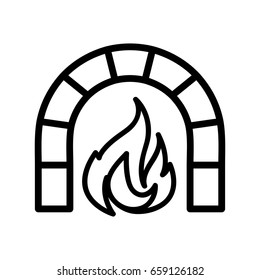 fireplace icon in outline style