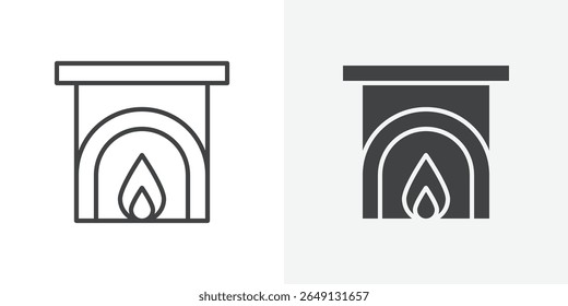 Fireplace icon Outline vector sign