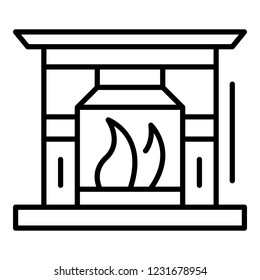 Fireplace icon. Outline fireplace vector icon for web design isolated on white background