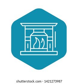 Fireplace icon. Outline fireplace vector icon for web design isolated on white background