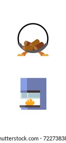 Fireplace icon set