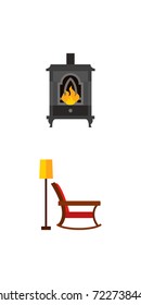 Fireplace icon set