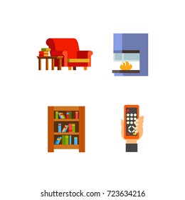 Fireplace icon set