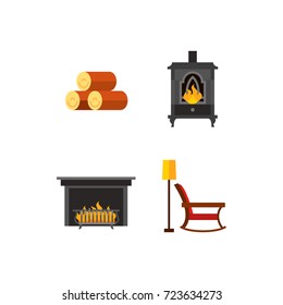 Fireplace icon set