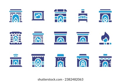 Fireplace icon set. Duotone color. Vector illustration. Containing fireplace, chimney, fire, smart.