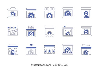 Fijar conjunto de iconos. Curso de línea de estilo duotónico y negrita. Ilustración vectorial. Con chimenea, chimenea.