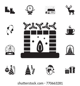 Fireplace Icon. Set of elements Christmas Holiday or New Year icons. Winter time premium quality graphic design collection icons for websites, web design on white background