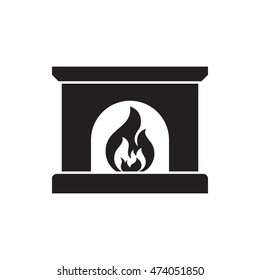 Fireplace icon, silhouette design vector