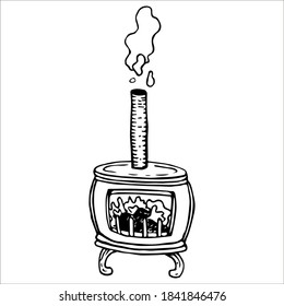 Icono de chimenea. Ilustración vectorial de un solo doodle. Dibujado a mano.