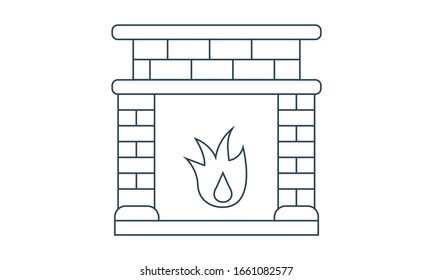 fireplace icon stock vector illustration flat design