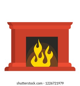 Fireplace icon with stylized fire. flat vector illustration isolated on white background