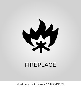 Fireplace icon. Fireplace symbol. Flat design. Stock - Vector illustration
