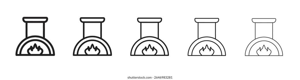Fireplace icon thin flat outline style vector sign
