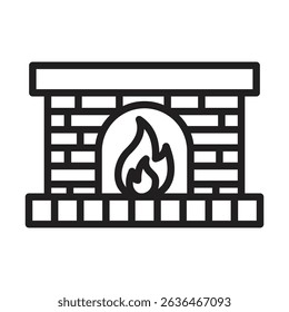 Fireplace icon Thin line illustration