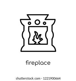 fireplace icon. Trendy modern flat linear vector fireplace icon on white background from thin line Furniture and household collection, outline vector illustration