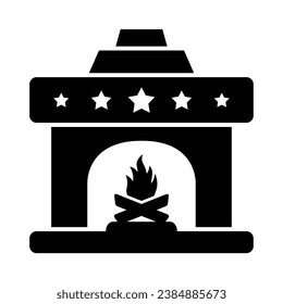 Fireplace Icon Vector Illustration Isolated on Transparent Background. Use for Xmas, Decoration, Greeting Card Etc.