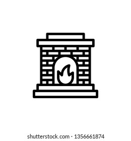 Fireplace Icon Vector Illustration in Line Style for Any Purpose