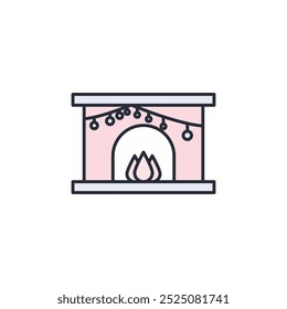 Kamin, Vektorgrafik. Kaminsymbol einzeln auf weißem Hintergrund