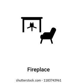 Fireplace icon vector isolated on white background, logo concept of Fireplace sign on transparent background, filled black symbol