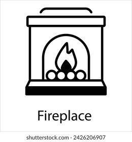 Fireplace Fireplace Icon vector, Such Line sign as autumn, Submission of autumn icons. Vector Computer Isolated Pictograms for Web on White Background Editable Stroke stock illustration