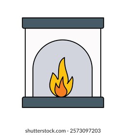 Fireplace icon with white background vector stock illustration