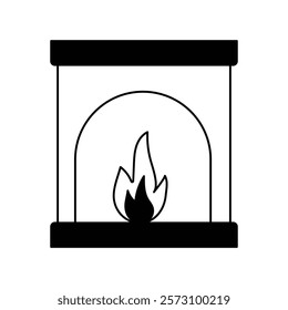 Fireplace icon with white background vector stock illustration