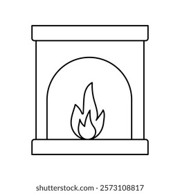 Fireplace icon with white background vector stock illustration