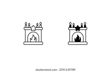 Fireplace icons set vector stock illustration