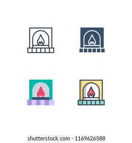 fireplace icons vector eps10. icon design with four different styles