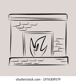 Fireplace isolated cartoon  icon. Vector illustration house hearth on  background. 