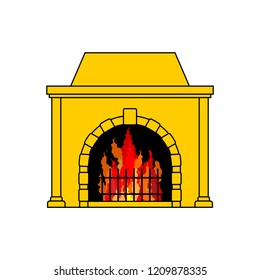 Fireplace isolated. Heated at home. The fire. Vector illustration
