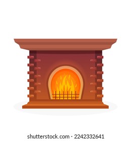 Fireplace isolated on white background. Decorative element for interior design of the living room. 