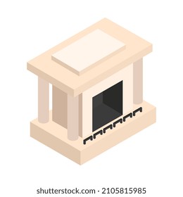 Fireplace isometric on a white background