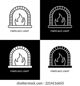 Fireplace Light Cartoon Logo Icon. Fire Burning Symbol Illustration