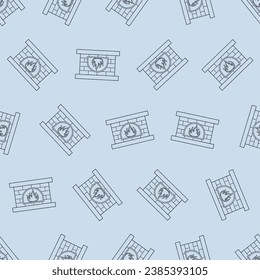 Fireplace line art seamless pattern. Suitable for backgrounds, wallpapers, fabrics, textiles, wrapping papers, printed materials, and many more. Editable vector.