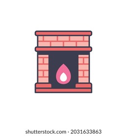 fireplace line colour icon for business website,apps, and many more