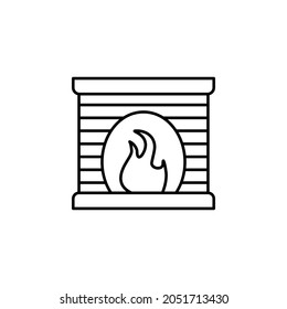 fireplace line icon Decoration set