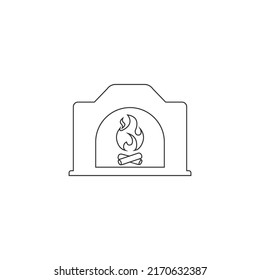 Fireplace line icon, logo on white background vector sign flat