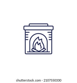 fireplace line icon on white