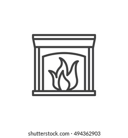 fireplace line icon, outline vector sign, linear pictogram isolated on white. logo illustration