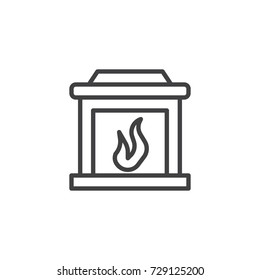 Fireplace line icon, outline vector sign, linear style pictogram isolated on white. Mantelpiece symbol, logo illustration. Editable stroke