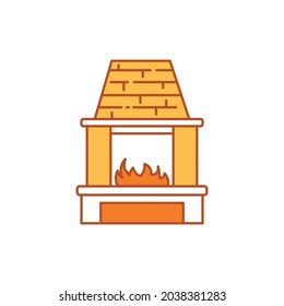 Fireplace сolor line icon. Pictogram for web page, mobile app, promo. UI UX GUI design element. Editable stroke.